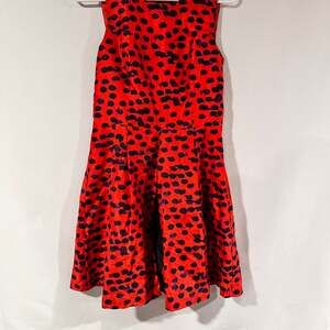 Kensie Red Polka Dot Sleeveless Fit & Flare Keyhole Back Side Zip Top